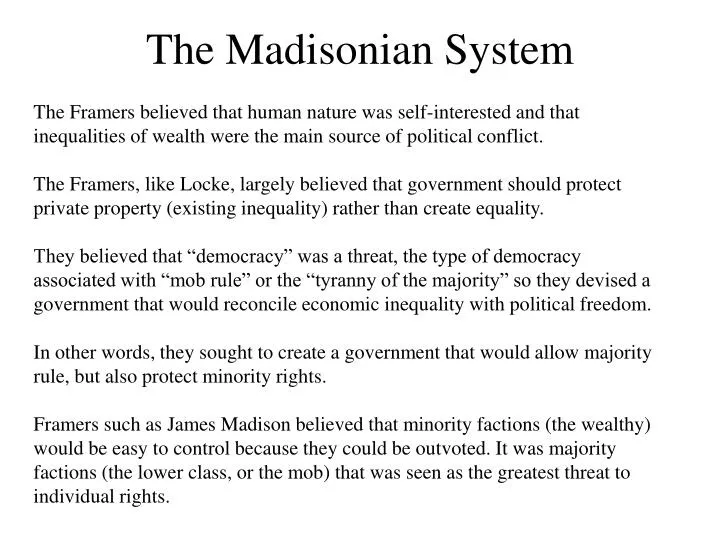 the madisonian system