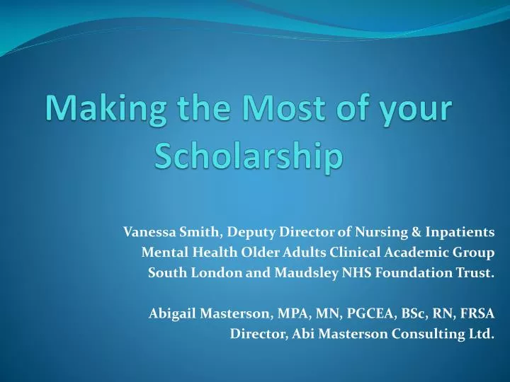 making the most of your scholarship