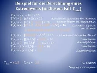 beispiel f r die berechnung eines extremwerts in diesem fall t min