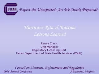 Hurricane Rita &amp; Katrina Lessons Learned