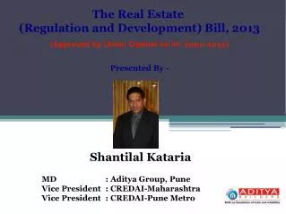 The Real Estate (Regulation and Development) Bill, 2013