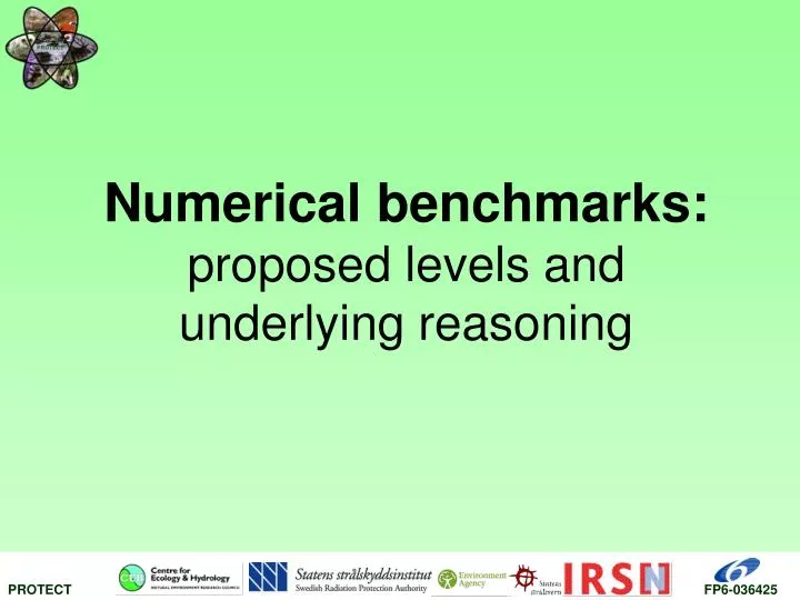 numerical benchmarks proposed levels and underlying reasoning