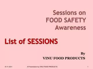Sessions on FOOD SAFETY Awareness