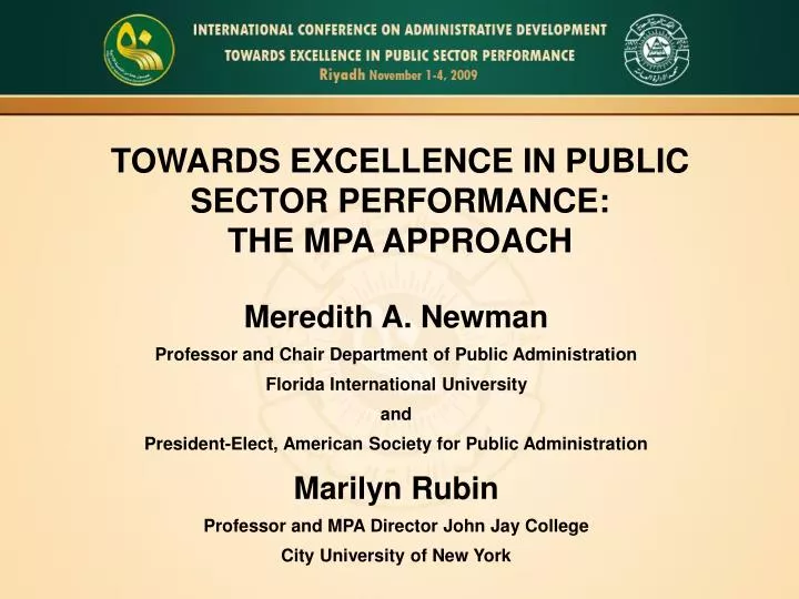 towards excellence in public sector performance the mpa approach