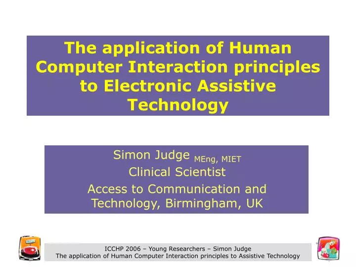 the application of human computer interaction principles to electronic assistive technology