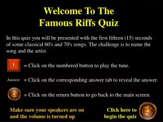 Welcome To The Famous Riffs Quiz