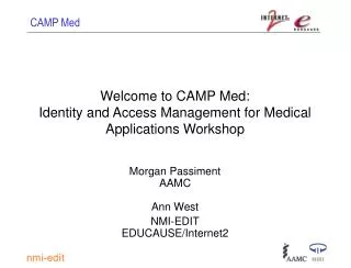Welcome to CAMP Med: Identity and Access Management for Medical Applications Workshop