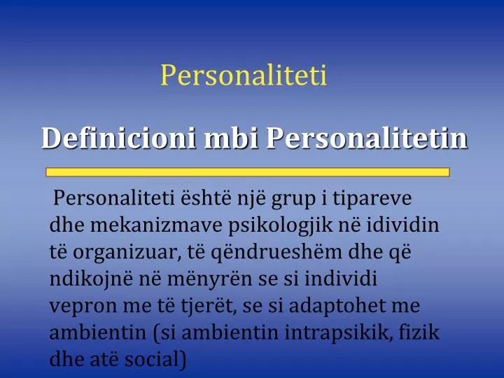 definicioni mbi personalitetin