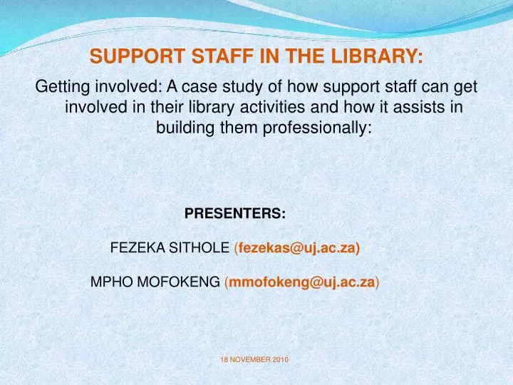 support staff in the library