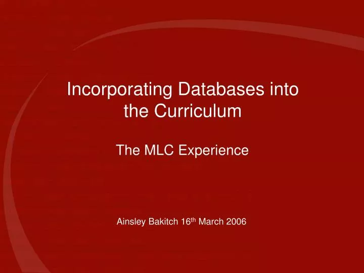 incorporating databases into the curriculum