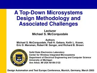 A Top-Down Microsystems Design Methodology and Associated Challenges