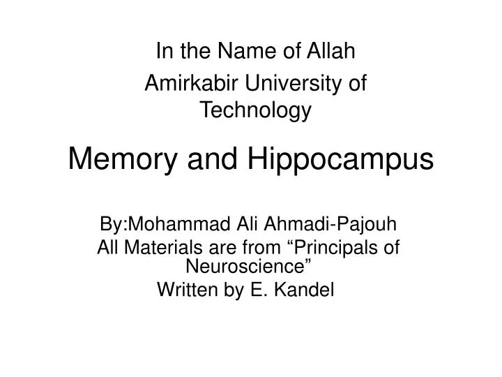 memory and hippocampus