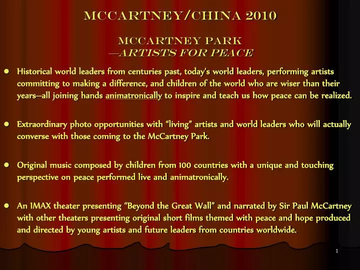 mccartney china 2010 mccartney park artists for peace