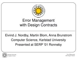 Error Management with Design Contracts