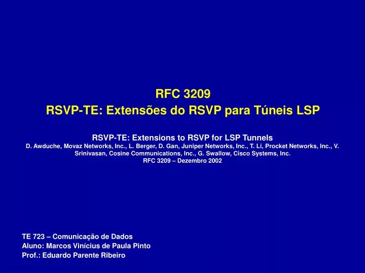 rfc 3209 rsvp te extens es do rsvp para t neis lsp