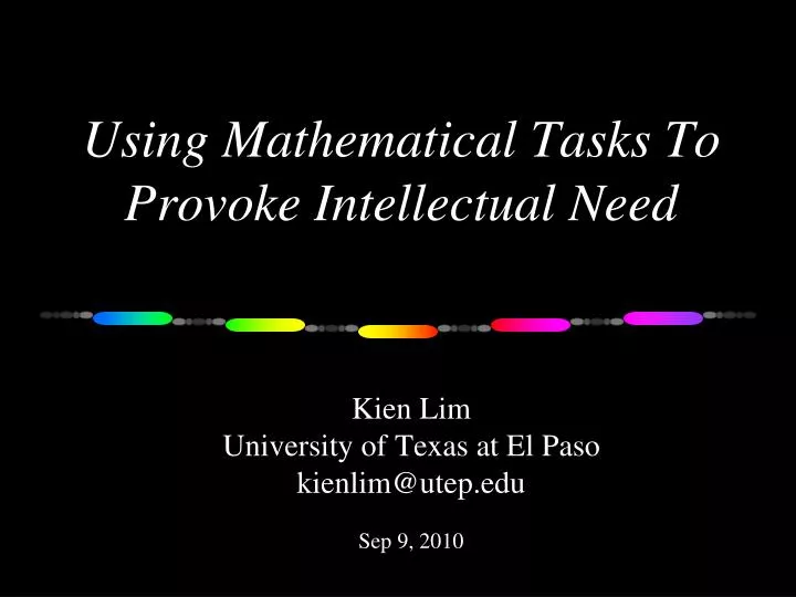 using mathematical tasks to provoke intellectual need