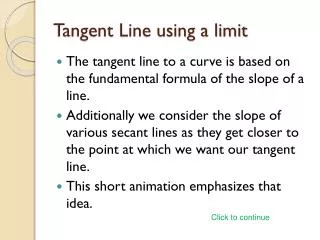 Tangent Line using a limit