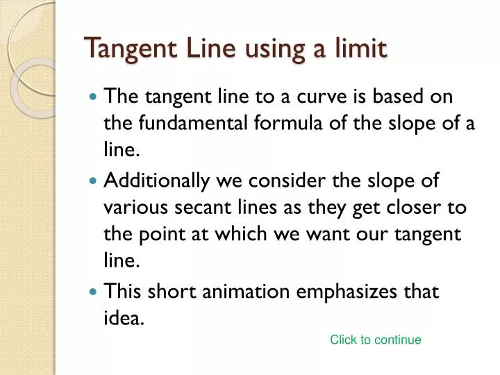 tangent line using a limit