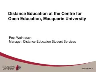 Distance Education at the Centre for Open Education, Macquarie University