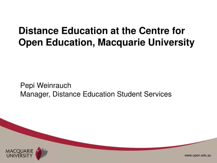 distance education at the centre for open education macquarie university