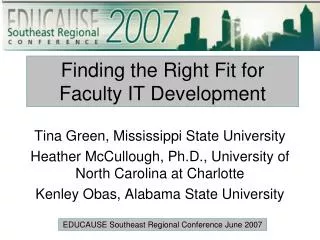 Finding the Right Fit for Faculty IT Development