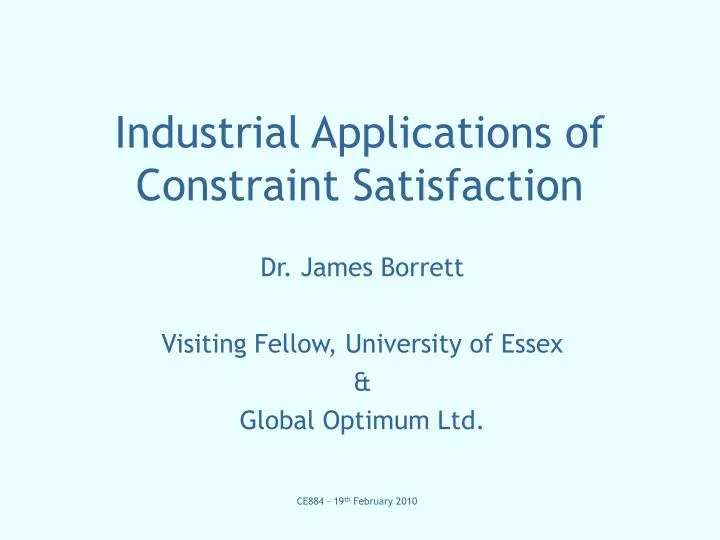 dr james borrett visiting fellow university of essex global optimum ltd