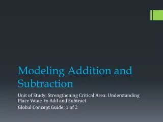 Modeling Addition and Subtraction