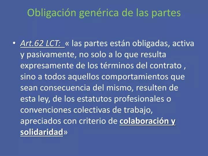 obligaci n gen rica de las partes