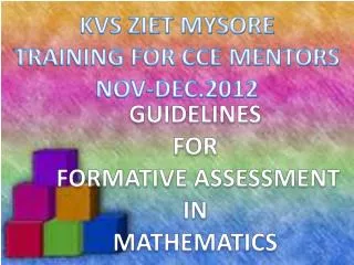 GUIDELINES FOR FORMATIVE ASSESSMENT IN MATHEMATICS
