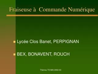 fraiseuse commande num rique