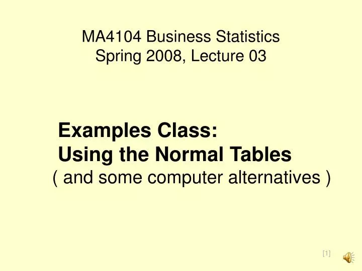 ma4104 business statistics spring 2008 lecture 03