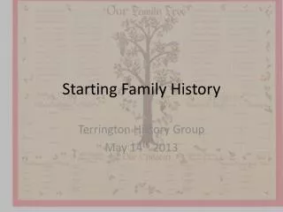 Starting Family History