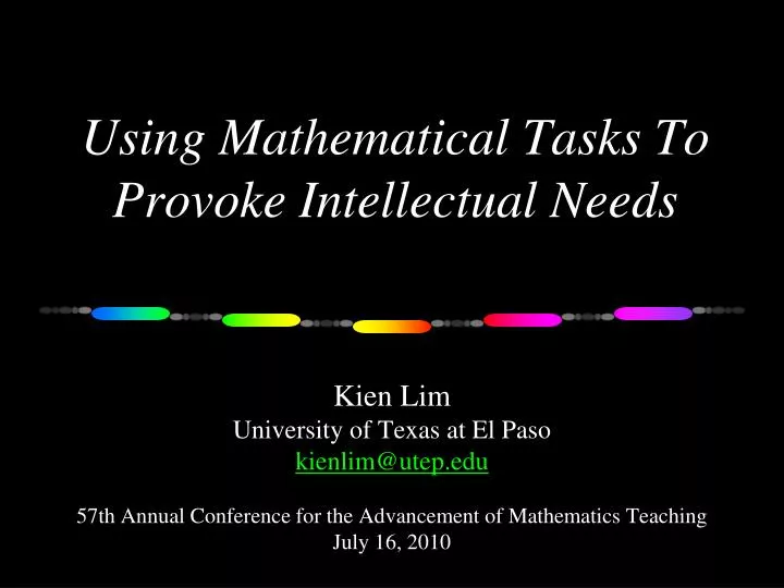 using mathematical tasks to provoke intellectual needs