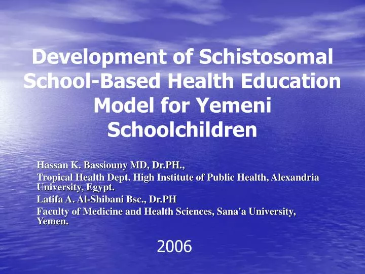 development of schistosomal school based health education model for yemeni schoolchildren