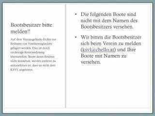 bootsbesitzer bitte melden