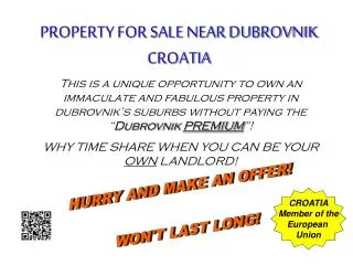 PROPERTY FOR SALE NEAR DUBROVNIK CROATIA