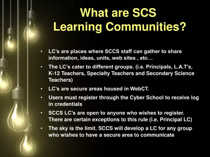 what are scs learning communities