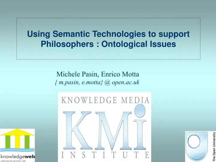 using semantic technologies to support philosophers ontological issues