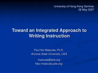 Toward an Integrated Approach to Writing Instruction