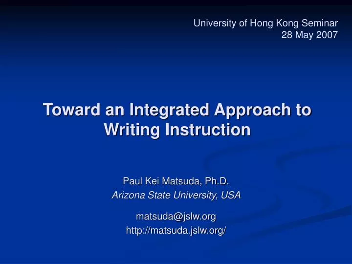 toward an integrated approach to writing instruction