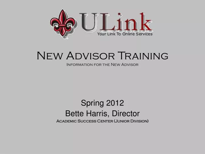 new advisor training information for the new advisor