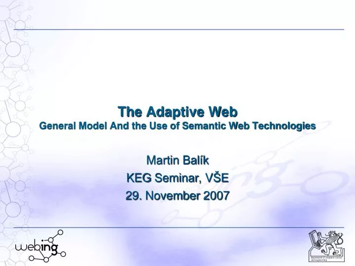 the adaptive web general model and the use of semantic web technologies