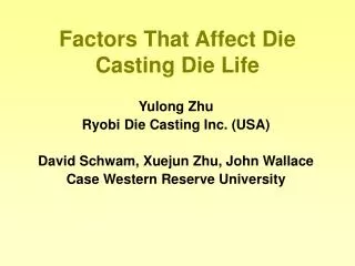 Factors That Affect Die Casting Die Life