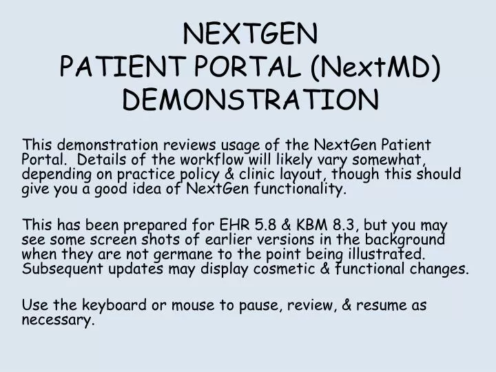 nextgen patient portal nextmd demonstration