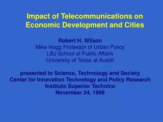 Impact of Telecommunications on Economic Development and Cities