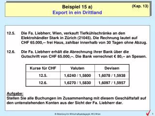 beispiel 15 a export in ein drittland