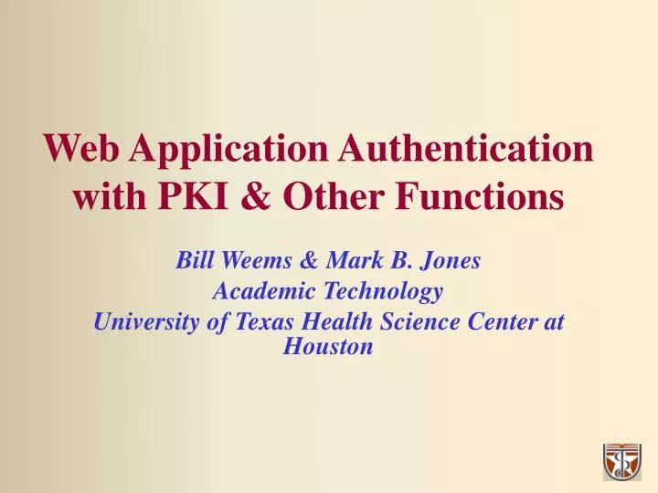 web application authentication with pki other functions