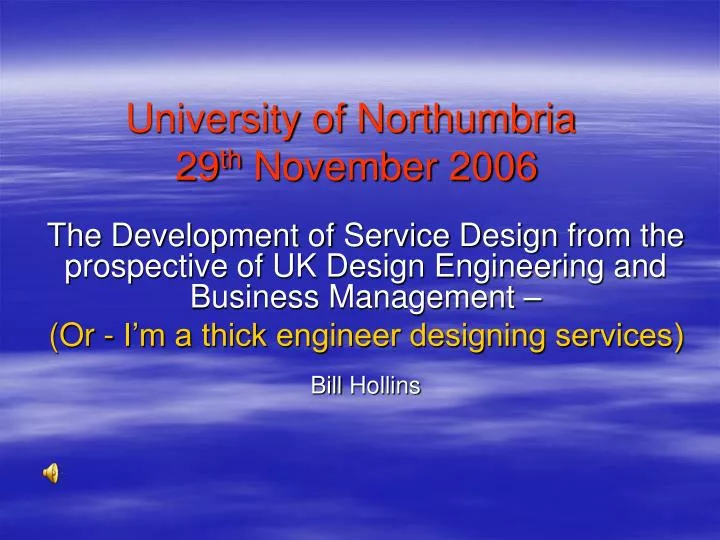 university of northumbria 29 th november 2006