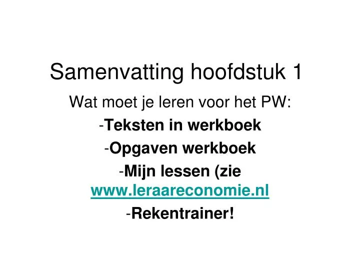 samenvatting hoofdstuk 1