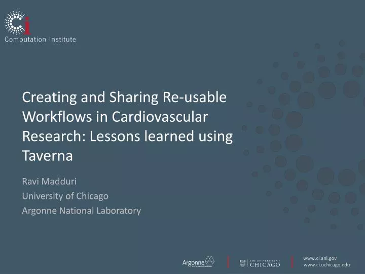 creating and sharing re usable workflows in cardiovascular research lessons learned using taverna